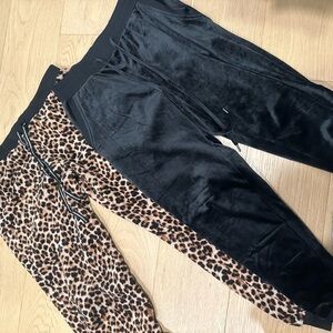 Leopard and Black Women's Velvet Jogger Pants size S/M
